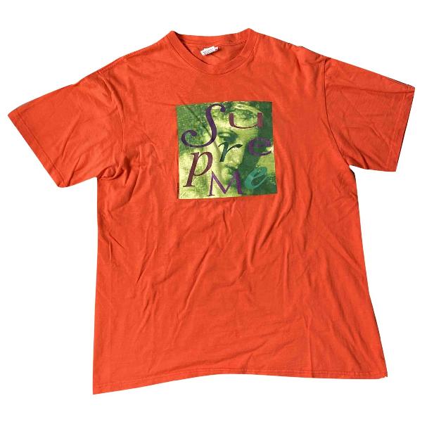 Preowned Supreme Orange Cotton Tshirts ModeSens