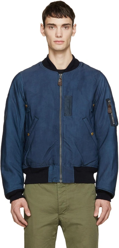Visvim Navy Thorson Bomber Jacket | ModeSens