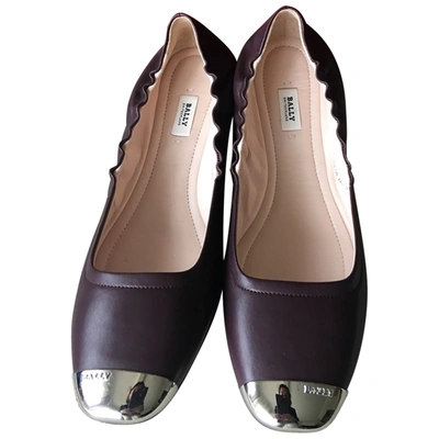 Pre-owned Bally Leather Ballet Flats In Burgundy
