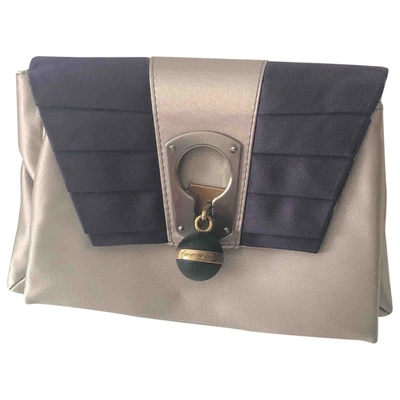 Pre-owned Emporio Armani Silk Clutch Bag In Grey