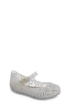 Mini Melissa Kids' Campana Mary Jane Flat In Light Silver