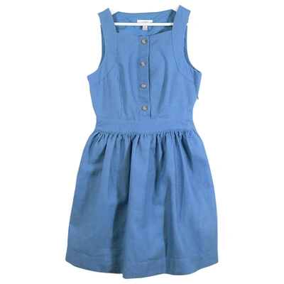 Pre-owned Jcrew Linen Mid-length Dress In Blue
