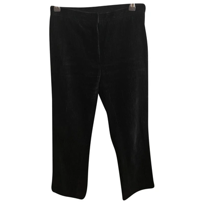 Pre-owned Sandro Velvet Straight Trousers In Black