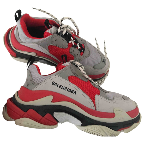 balenciaga red leather trainers