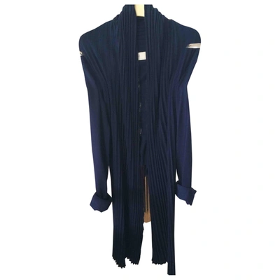 Pre-owned Cacharel Wool Cardi Coat In Navy