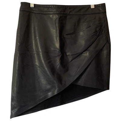 Pre-owned Paige Jeans Leather Skirt In Black