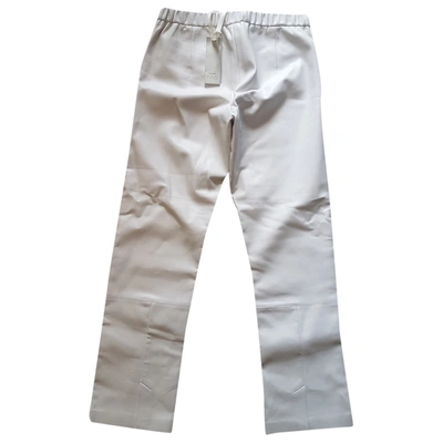 Pre-owned Pinko Large Trousers In White