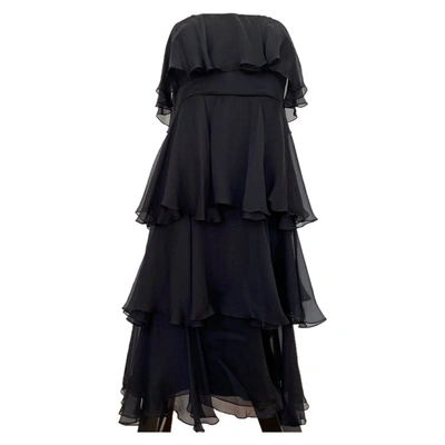 Pre-owned Thomas Wylde Silk Mid-length Dress In Black