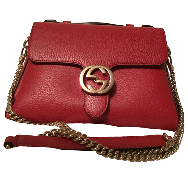 Pre-owned Gucci Interlocking Red Leather Handbag | ModeSens