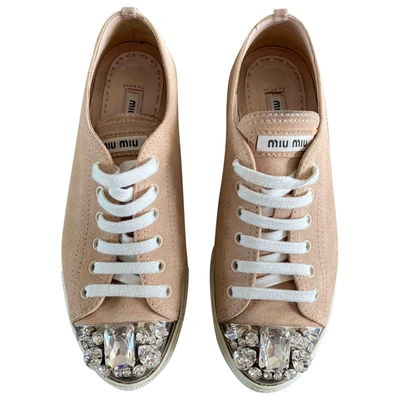 Pre-owned Miu Miu Leather Trainers In Pink