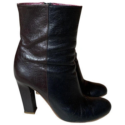 Pre-owned M Missoni Leather Ankle Boots In Black