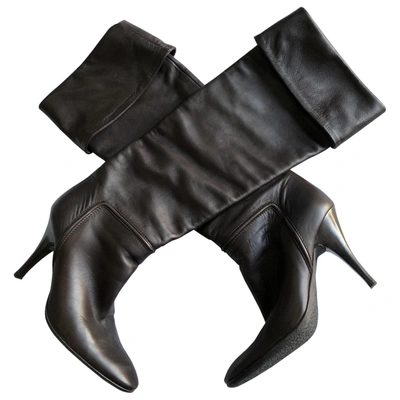 Pre-owned Vince Leather Ankle Boots In Brown