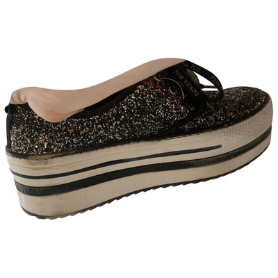 Pre-owned Patrizia Pepe Glitter Trainers In Black