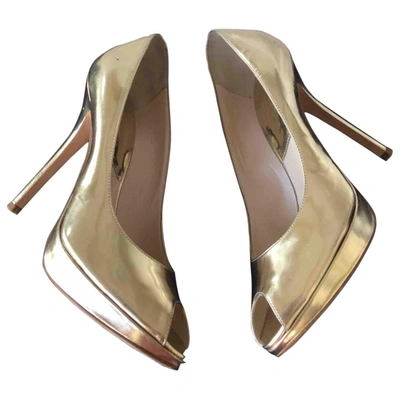 Pre-owned Dior Peep Toes Patent Leather Heels In Metallic
