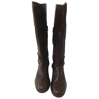 Pre-owned Lauren Ralph Lauren Leather Riding Boots In Brown