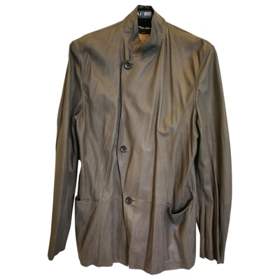 Pre-owned Giorgio Armani Leather Waistcoat In Grey