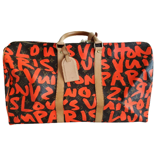 Pre-Owned Louis Vuitton Keepall Orange Cloth Bag | ModeSens