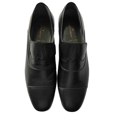Pre-owned Trussardi Leather Flats In Black