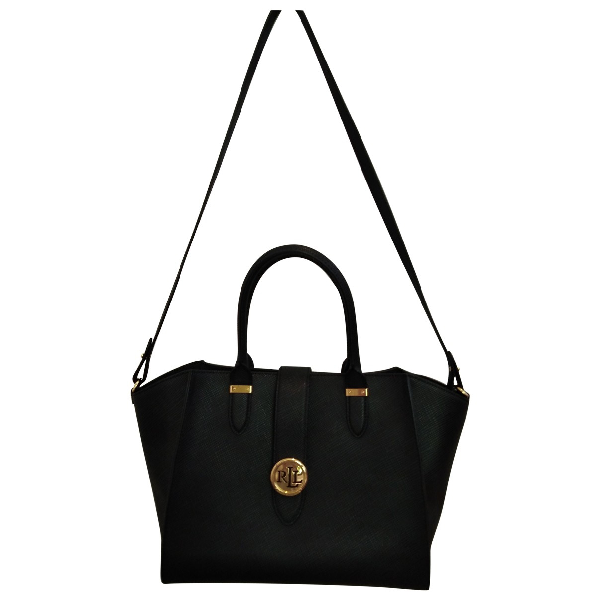 ralph lauren black leather tote bag