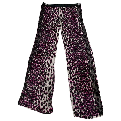 Pre-owned Roberto Cavalli Silk Trousers In Purple