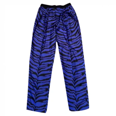 Pre-owned Emanuel Ungaro Silk Carot Pants In Blue