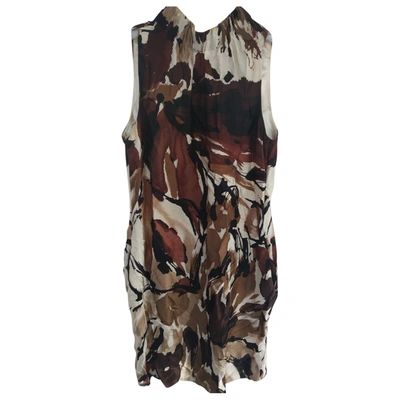 Pre-owned Marni Silk Mid-length Dress In Brown