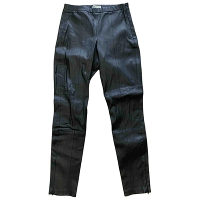 Pre-owned Whistles Leather Slim Pants In Black