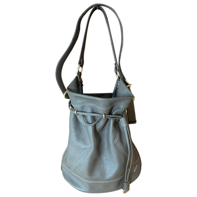 Pre-owned Lancel Leather Crossbody Bag In Grey