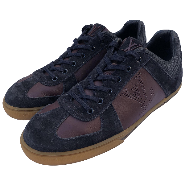 Pre-Owned Louis Vuitton Burgundy Suede Trainers | ModeSens