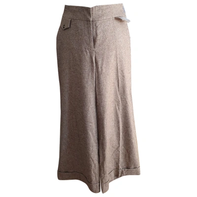 Pre-owned Carolina Herrera Wool Large Pants In Brown