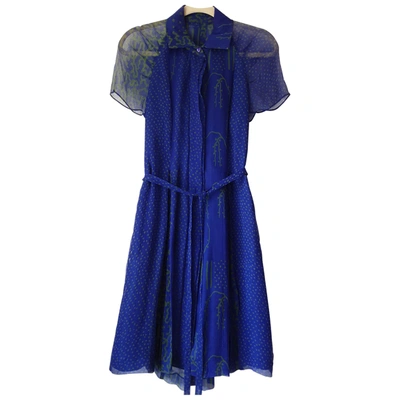 Pre-owned Philosophy Di Alberta Ferretti Silk Mid-length Dress In Blue