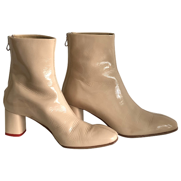 Pre-owned Aeyde Beige Patent Leather Ankle Boots | ModeSens