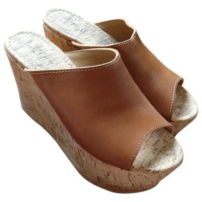 Pre-owned Pollini Leather Sandals In Camel