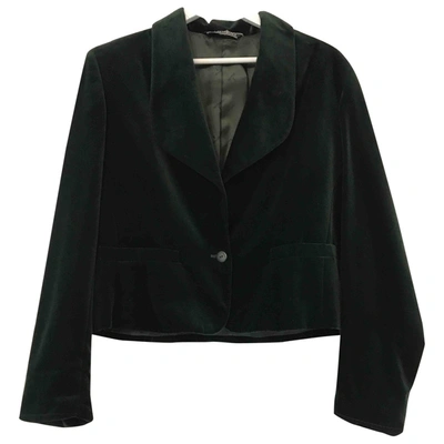 Pre-owned Versace Velvet Short Waistcoat In Green