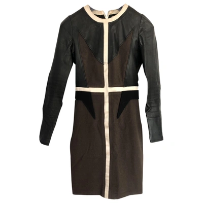 Pre-owned Givenchy Leather Mid-length Dress In Khaki