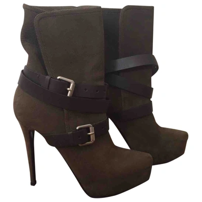 Pre-owned Le Silla Ankle Boots In Khaki