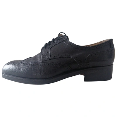 Pre-owned Bruno Magli Leather Lace Ups In Black