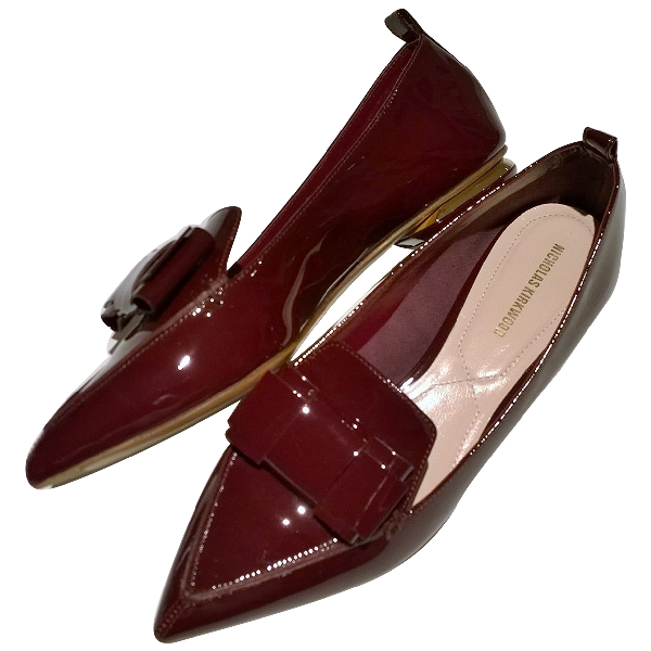 PreOwned Nicholas Kirkwood Burgundy Patent Leather Flats ModeSens