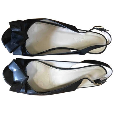 Pre-owned Paule Ka Patent Leather Sandals In Black