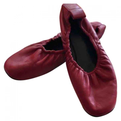 Pre-owned Celine Soft Ballerina Leather Ballet Flats In Red