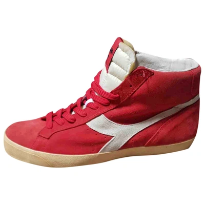 Pre-owned Diadora High Trainers In Red