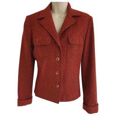Pre-owned Oscar De La Renta Wool Jacket In Red