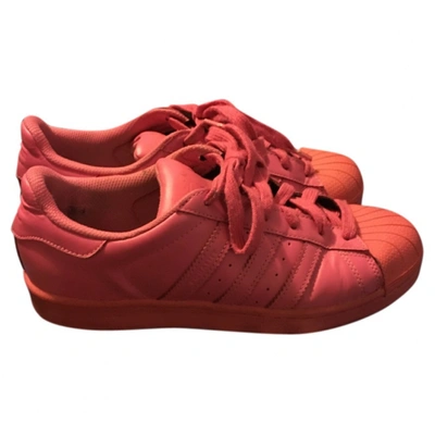 Pre-owned Adidas X Pharrell Williams Leather Trainers In Pink