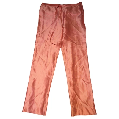 Pre-owned Donna Karan Straight Trousers In Orange