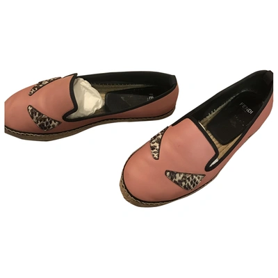 Pre-owned Fendi Leather Espadrilles In Pink