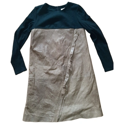 Pre-owned Paule Ka Leather Dress In Beige