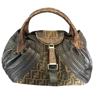 Pre-owned Fendi Spy Leather Handbag In Brown