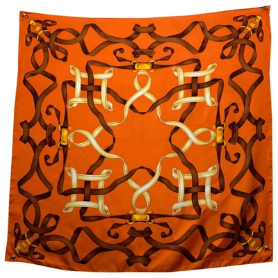 Pre-owned Trussardi Silk Scarf In Orange