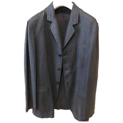 Pre-owned Armani Collezioni Linen Jacket In Blue