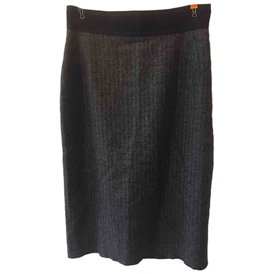 Pre-owned Elie Tahari Wool Mid-length Skirt In Anthracite